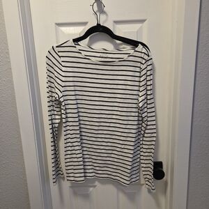 J. Crew Navy and White Striped Long Sleeve Tee